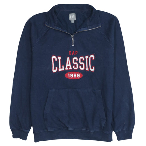GAP Men's Blue Classic 1969 1/4 Zip Fleece Sweatshirt Size S
