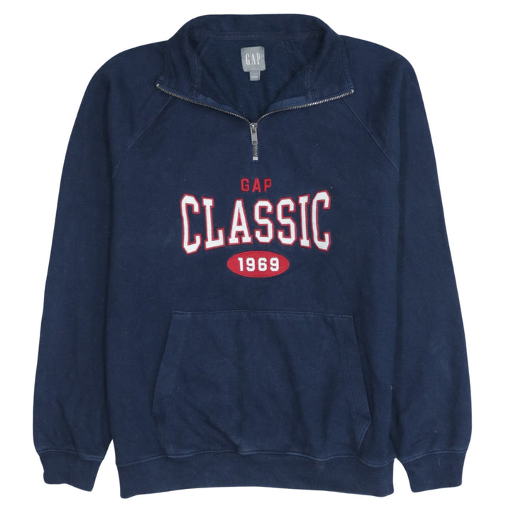 GAP Men's Blue Classic 1969 1/4 Zip Fleece Sweatshirt Size S