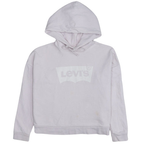 Levi's Women White Small Pullover Hoodie 100% Cotton Logo Sweatshirt