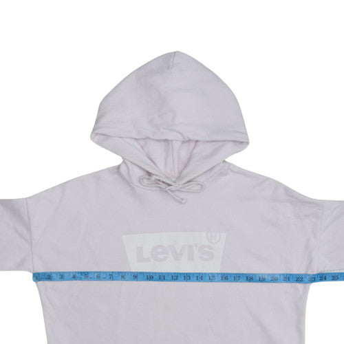 Levi's Women White Small Pullover Hoodie 100% Cotton Logo Sweatshirt