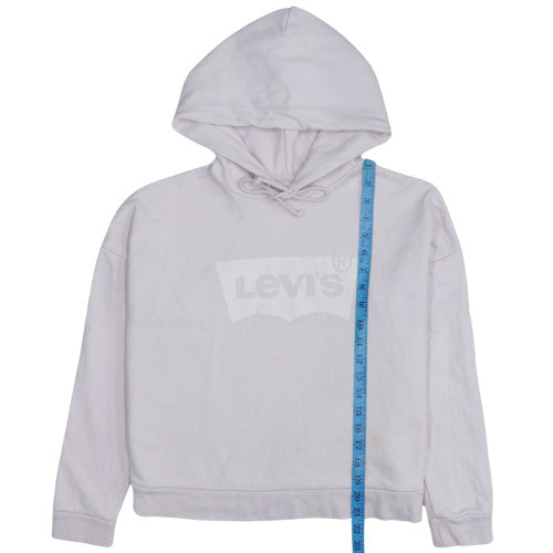 Levi's Women White Small Pullover Hoodie 100% Cotton Logo Sweatshirt