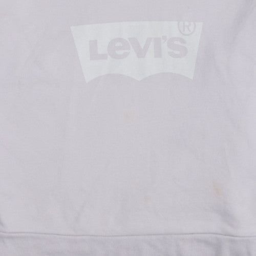 Levi's Women White Small Pullover Hoodie 100% Cotton Logo Sweatshirt