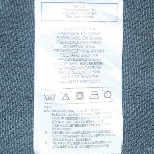 adidas Men Blue Pullover Hoodie S Embroidered Logo Sportswear