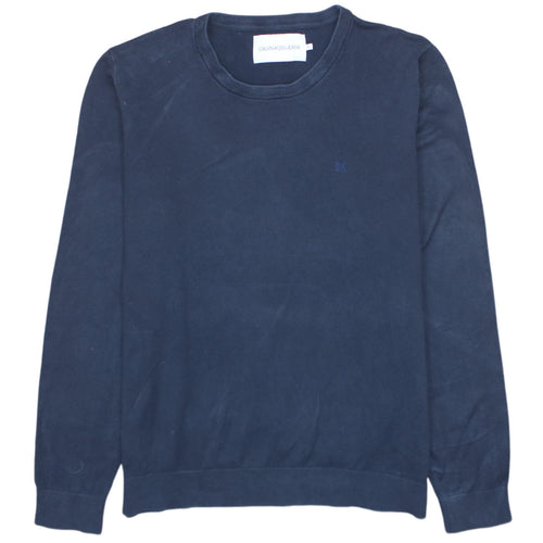 Calvin Klein Jeans Men's Blue Cotton Crew Neck Pullover Jumper 2XL