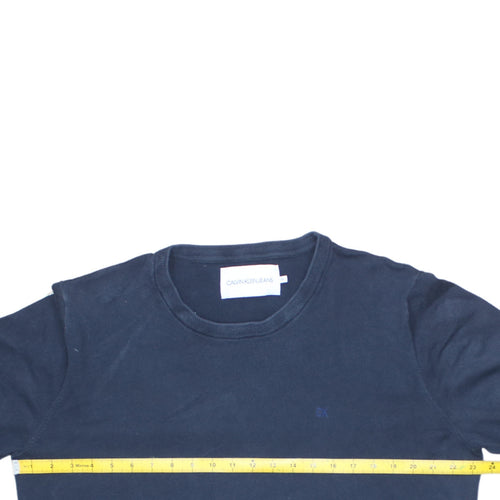 Calvin Klein Jeans Men's Blue Cotton Crew Neck Pullover Jumper 2XL