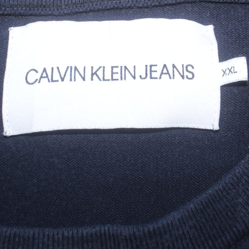 Calvin Klein Jeans Men's Blue Cotton Crew Neck Pullover Jumper 2XL