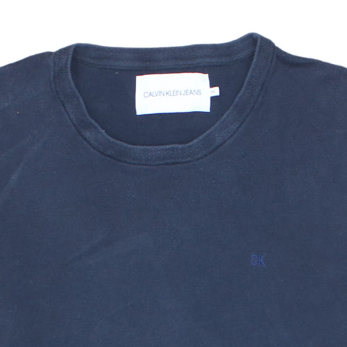 Calvin Klein Jeans Men's Blue Cotton Crew Neck Pullover Jumper 2XL