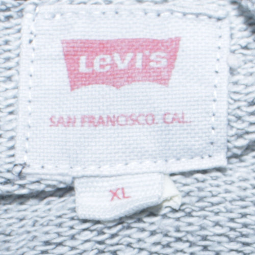 Levi's Men's Grey XL Pullover Hoodie with Logo Graphic Print