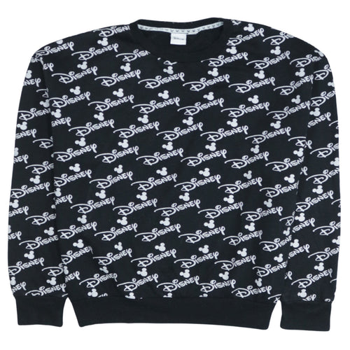 Disney Women Black Crew Neck Pullover Sweatshirt L 14/16