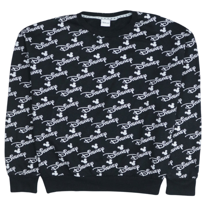 Disney Women Black Crew Neck Pullover Sweatshirt L 14/16