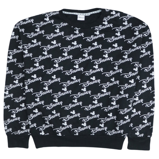 Front view of Disney Women Black Crew Neck Pullover Sweatshirt L 14/16
