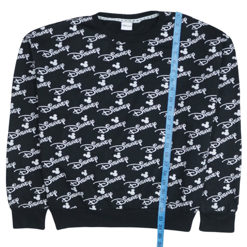 Disney Women Black Crew Neck Pullover Sweatshirt L 14/16