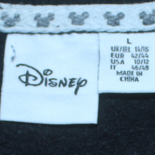 Disney Women Black Crew Neck Pullover Sweatshirt L 14/16