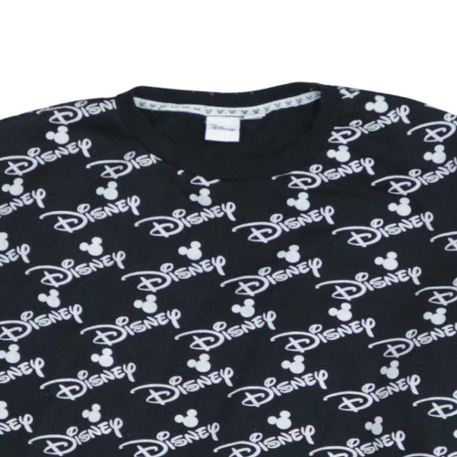 Disney Women Black Crew Neck Pullover Sweatshirt L 14/16
