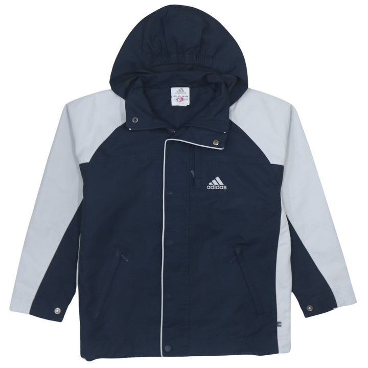 Adidas Boys Blue Colourblock Hooded Rain Coat 11-12 Years
