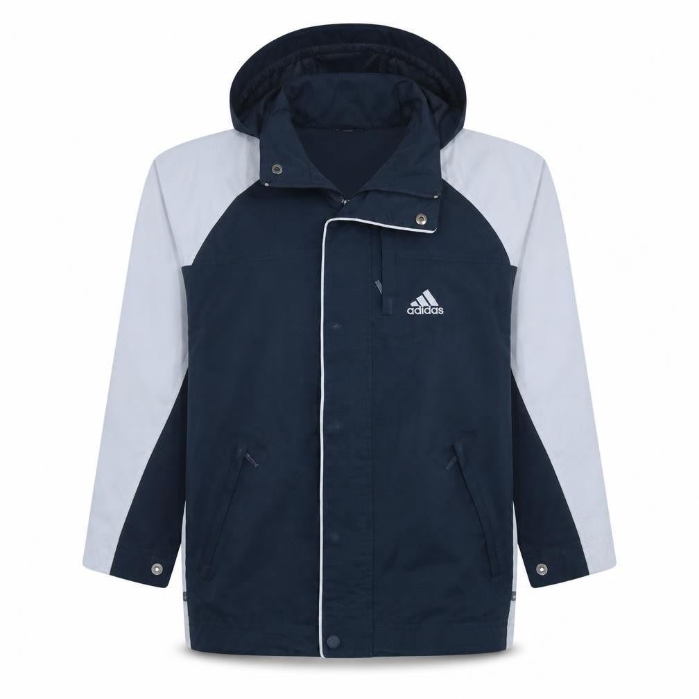 Adidas Boys Blue Colourblock Hooded Rain Coat 11-12 Years