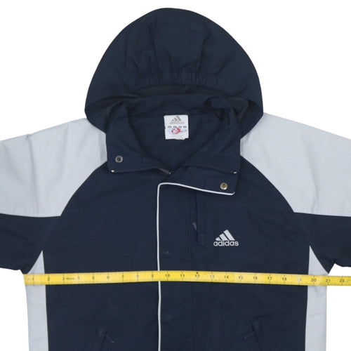 Adidas Boys Blue Colourblock Hooded Rain Coat 11-12 Years