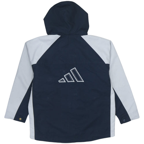 Adidas Boys Blue Colourblock Hooded Rain Coat 11-12 Years