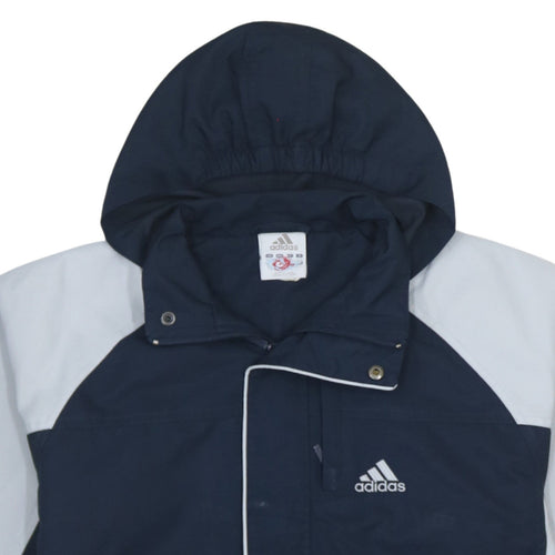 Adidas Boys Blue Colourblock Hooded Rain Coat 11-12 Years