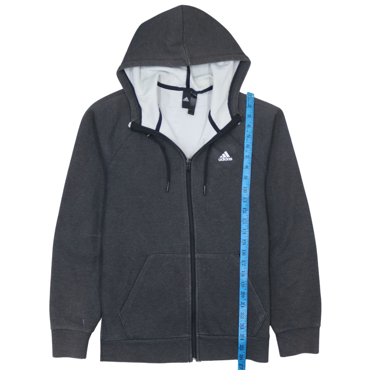 Adidas Men’s Grey Full Zip Hoodie Small Regular Fit