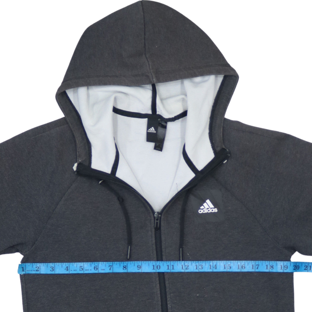 Adidas Men’s Grey Full Zip Hoodie Small Regular Fit