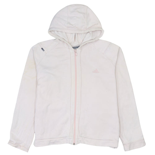 Adidas Women's Ivory Full Zip Hoodie Size 16 Lightweight Sportswear