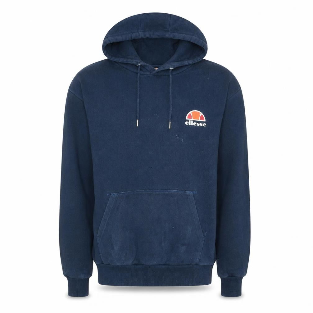 Front view of Ellesse Men's Blue Pullover Hoodie M Regular Fit Logo Sweatshirt