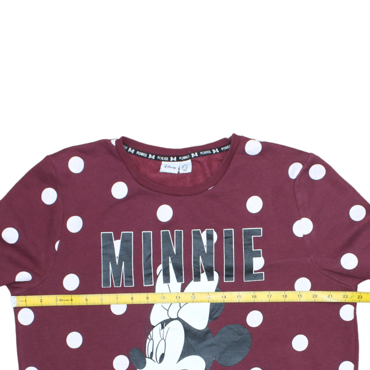 Disney Women Burgundy Minnie Mouse Polka Dot Pullover Sweatshirt L