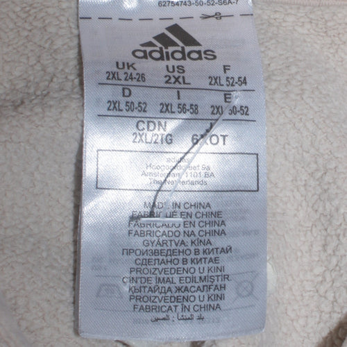 Adidas Womens Beige Pullover Hoodie 2XL Relaxed Fit Hooded Sweatshirt