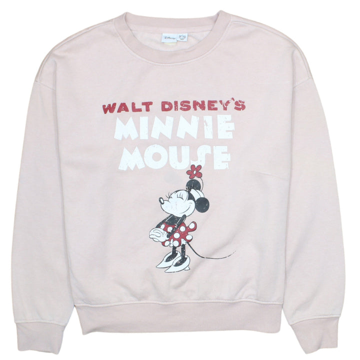 Disney Women Pink Minnie Mouse Sweatshirt S UK 10/12 Graphic Pullover