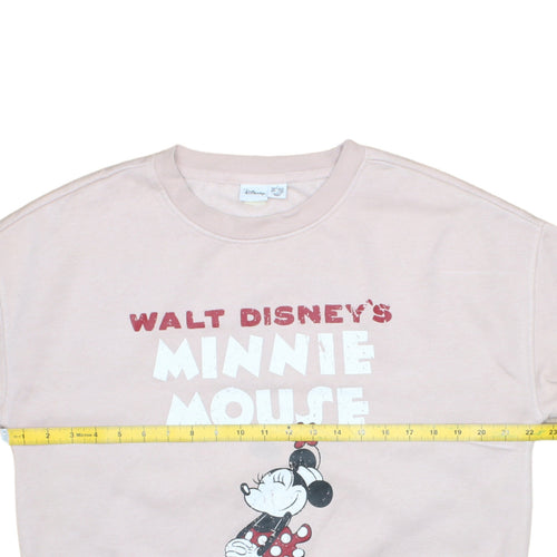 Disney Women Pink Minnie Mouse Sweatshirt S UK 10/12 Graphic Pullover