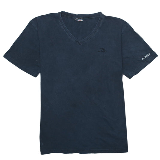 Kappa Men's Blue V-Neck Cotton T-Shirt XL Short Sleeve Casual