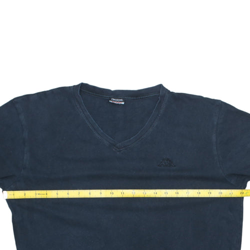 Kappa Men's Blue V-Neck Cotton T-Shirt XL Short Sleeve Casual
