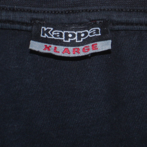 Kappa Men's Blue V-Neck Cotton T-Shirt XL Short Sleeve Casual