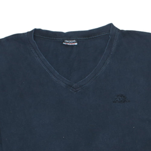 Kappa Men's Blue V-Neck Cotton T-Shirt XL Short Sleeve Casual