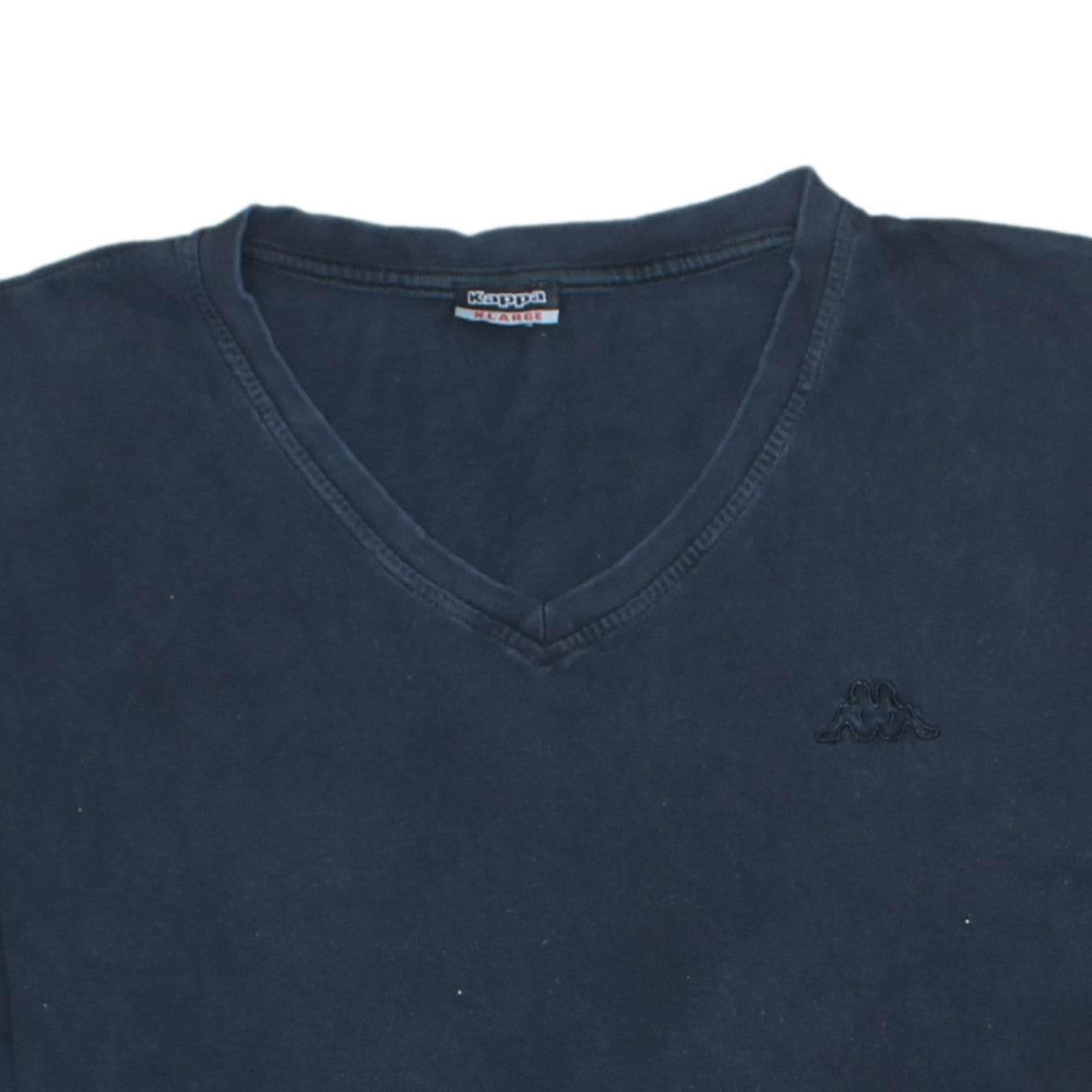 Kappa Men's Blue V-Neck Cotton T-Shirt XL Short Sleeve Casual