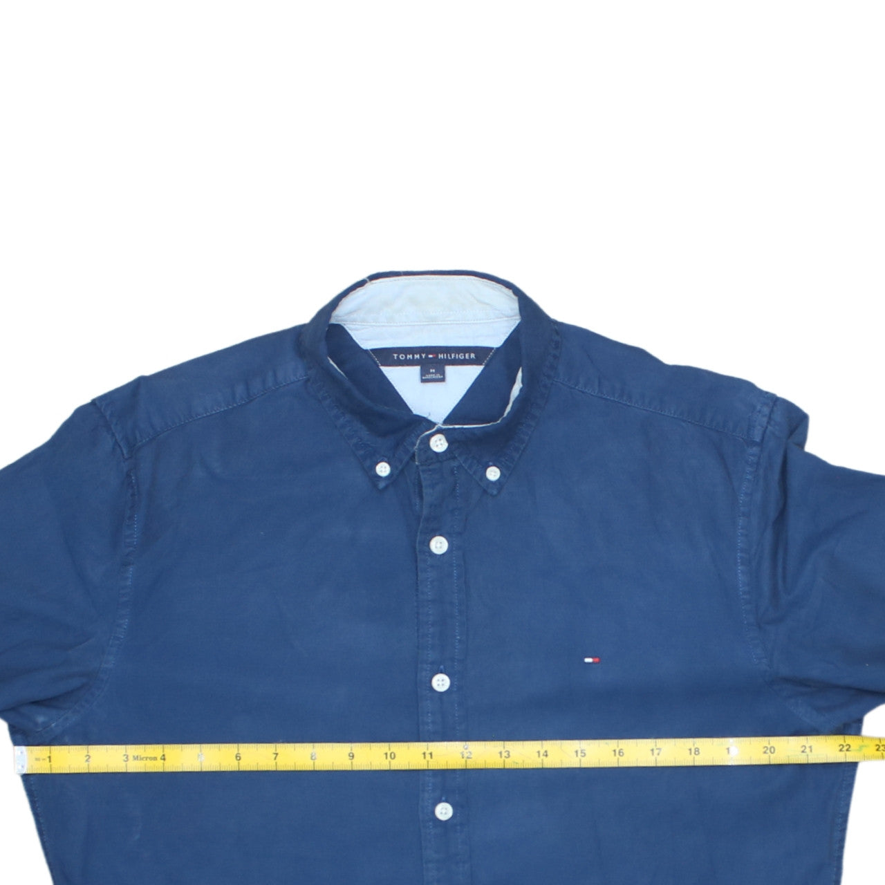 Tommy Hilfiger Men's Blue Cotton Regular Fit Long Sleeve Button-Up Shirt M