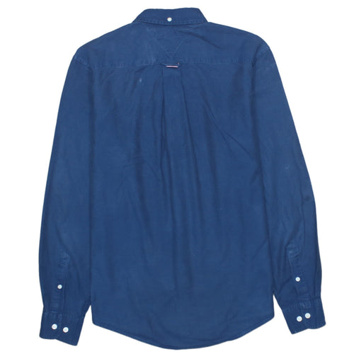 Tommy Hilfiger Men's Blue Cotton Regular Fit Long Sleeve Button-Up Shirt M