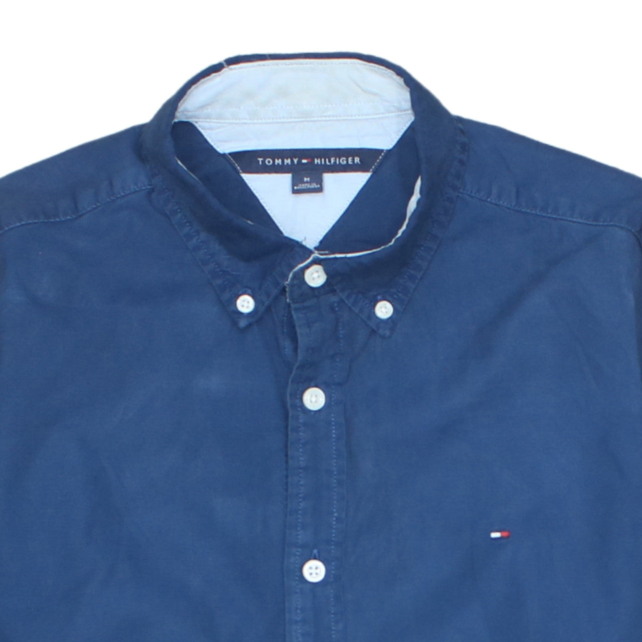 Tommy Hilfiger Men's Blue Cotton Regular Fit Long Sleeve Button-Up Shirt M