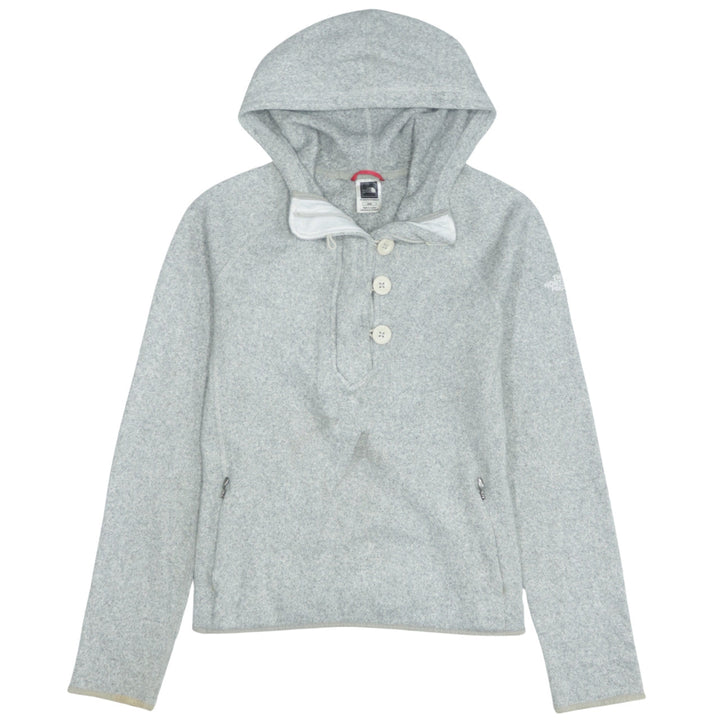 The North Face Womens Grey Button Pullover Hoodie M Fleece Lined