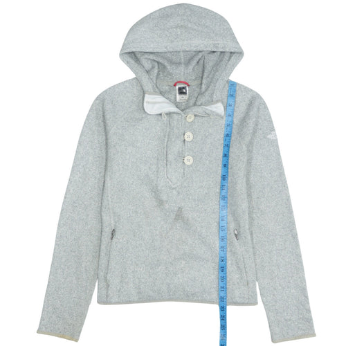 The North Face Womens Grey Button Pullover Hoodie M Fleece Lined