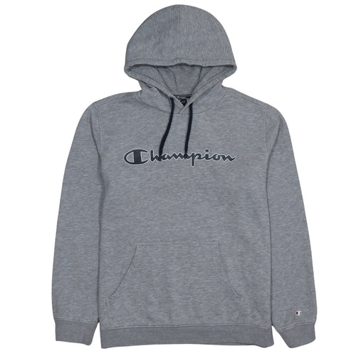 Champion Men's Grey Pullover Hoodie Large Cotton Blend Logo