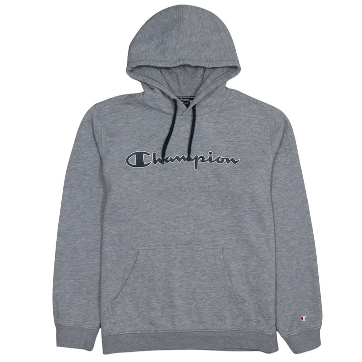 Champion Men's Grey Pullover Hoodie Large Cotton Blend Logo