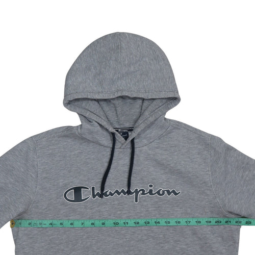 Champion Men's Grey Pullover Hoodie Large Cotton Blend Logo