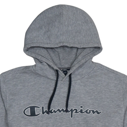 Champion Men's Grey Pullover Hoodie Large Cotton Blend Logo
