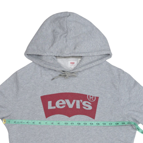 Levi's Men's Grey Pullover Hoodie M Logo Graphic Cotton Fleece