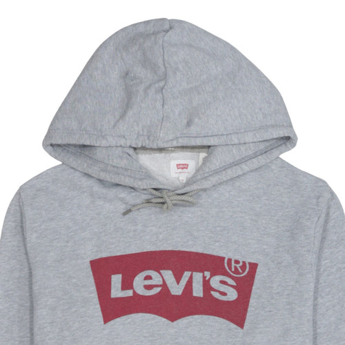 Levi's Men's Grey Pullover Hoodie M Logo Graphic Cotton Fleece