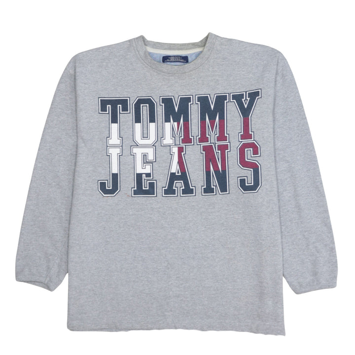 Tommy Jeans Mens Grey Cotton Blend Crew Neck Sweatshirt M