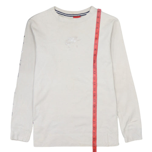 Nike Men Beige XS Cotton Crew Neck Long Sleeve Pullover Sweatshirt