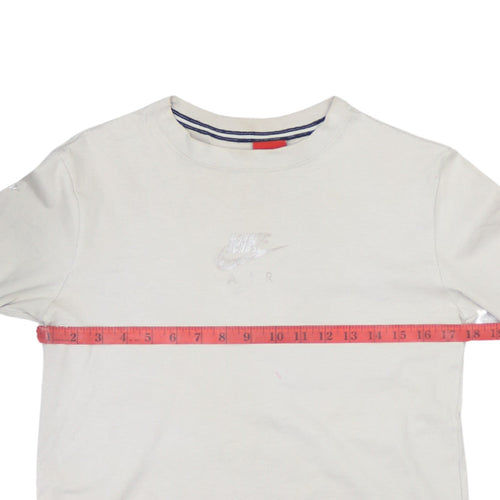 Nike Men Beige XS Cotton Crew Neck Long Sleeve Pullover Sweatshirt